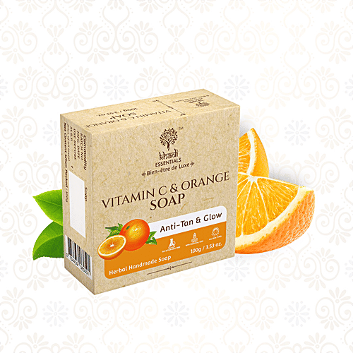 Khadi Essentials Vitamin C & Orange Herbal Handmade Soap - For Anti-Tan & Glow, 100 g  