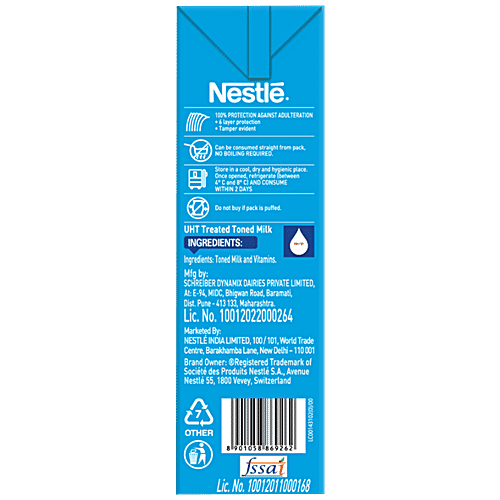 Nestle A+ Toned Milk, 12 L (12 Units x 1 L each) Delicious, High Quality, UHT Treated Toned Milk With Vitamins