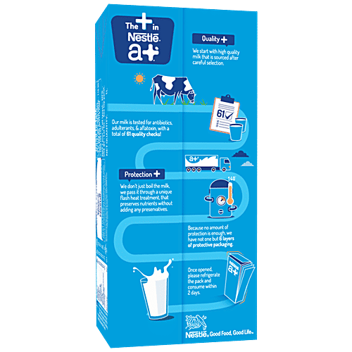 Nestle A+ Toned Milk, 12 L (12 Units x 1 L each) Delicious, High Quality, UHT Treated Toned Milk With Vitamins