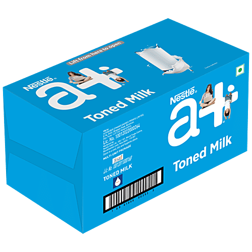 Nestle A+ Toned Milk, 12 L (12 Units x 1 L each) Delicious, High Quality, UHT Treated Toned Milk With Vitamins