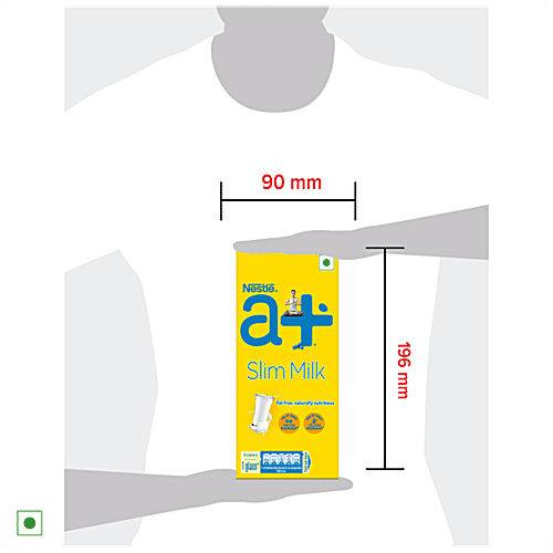 Nestle A+ Slim Milk, 1 L (Pack of 12) Naturally Nutritious, Fat Free, Skimmed Milk