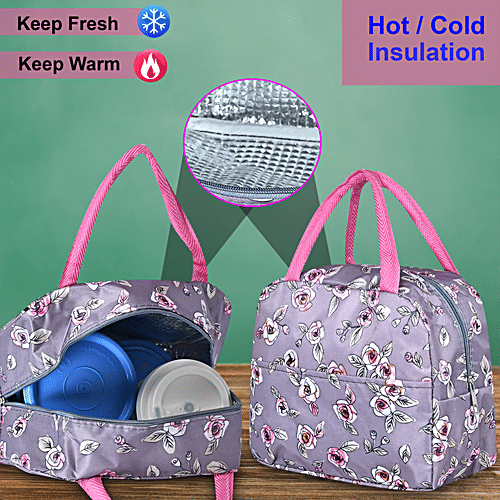 DP Insulated Lunch Bags Multiuse For School, Office, Picnic, Thermal Tote Bag - Purple, 1 pc
