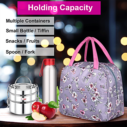 DP Insulated Lunch Bags Multiuse For School, Office, Picnic, Thermal Tote Bag - Purple, 1 pc