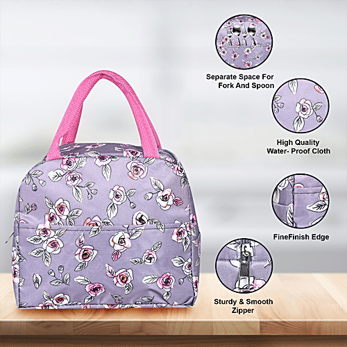 DP Insulated Lunch Bags Multiuse For School, Office, Picnic, Thermal Tote Bag - Purple, 1 pc