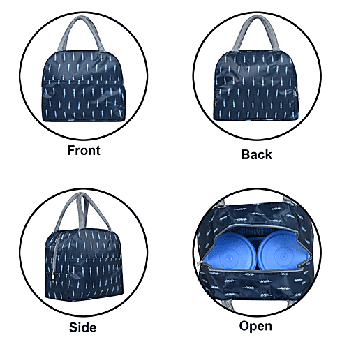 DP Insulated Lunch Bags Multiuse For School, Office, Picnic, Thermal Tote Bag - Dark Blue, 1 pc  