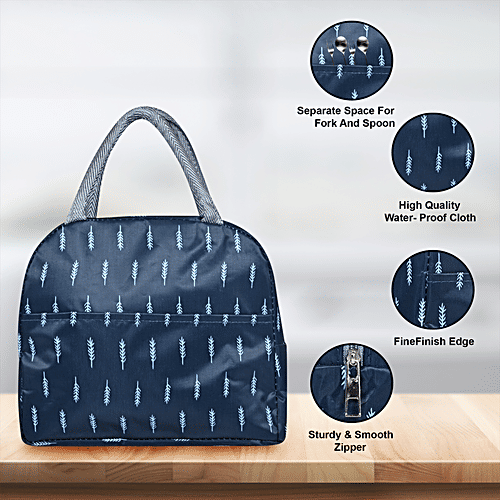 DP Insulated Lunch Bags Multiuse For School, Office, Picnic, Thermal Tote Bag - Dark Blue, 1 pc  
