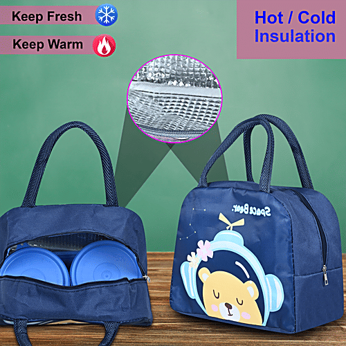 DP Insulated Lunch Bags Multiuse For School, Office, Picnic, Thermal Tote Bag - Blue, 1 pc  