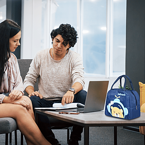 DP Insulated Lunch Bags Multiuse For School, Office, Picnic, Thermal Tote Bag - Blue, 1 pc  