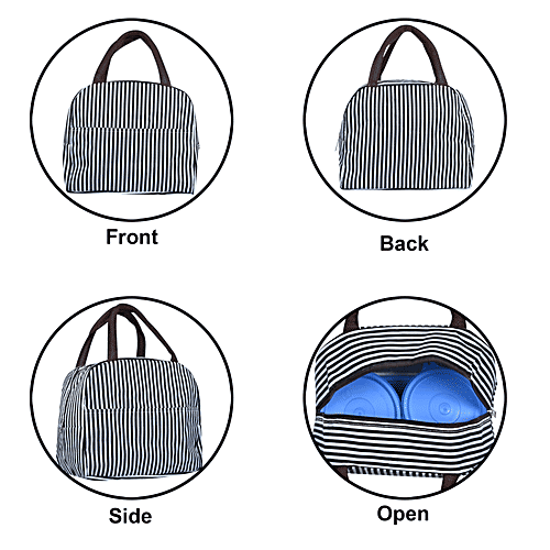 DP Insulated Lunch Bags Multiuse for School, Office, Picnic, Thermal Tote Bag - Stripe, 1 pc