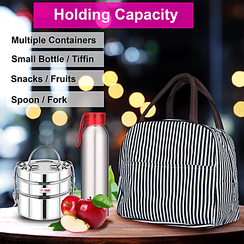 DP Insulated Lunch Bags Multiuse for School, Office, Picnic, Thermal Tote Bag - Stripe, 1 pc