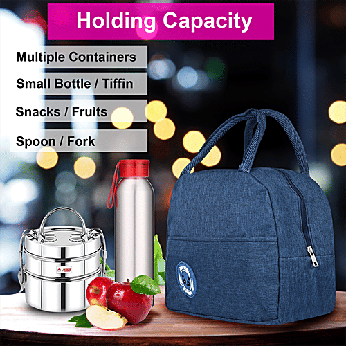 DP Insulated Lunch Bags - Multiuse For School, Office, Picnic, Thermal Tote Bag, Dark Blue, 1 pc  