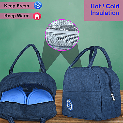DP Insulated Lunch Bags - Multiuse For School, Office, Picnic, Thermal Tote Bag, Dark Blue, 1 pc  