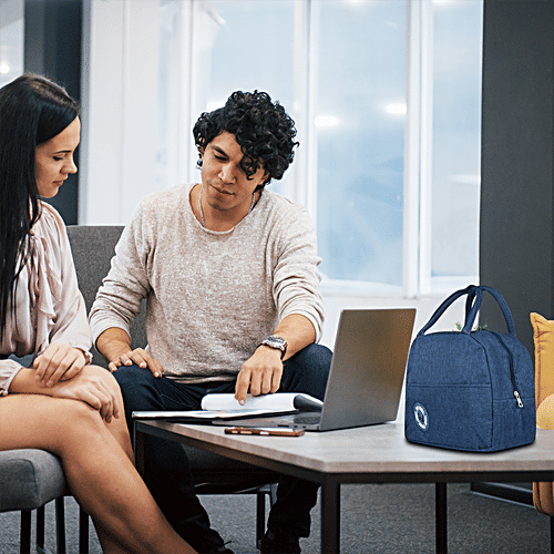 DP Insulated Lunch Bags - Multiuse For School, Office, Picnic, Thermal Tote Bag, Dark Blue, 1 pc  