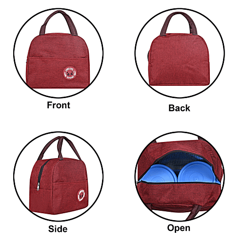 DP Insulated Lunch Bags Multiuse For, School, Office, Picnic, Thermal Tote Bag - Maroon, 1 pc