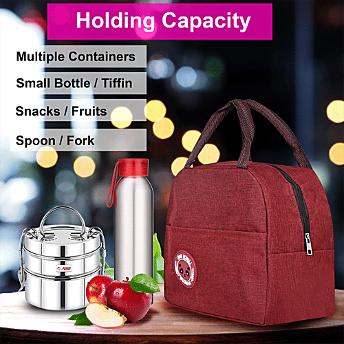 DP Insulated Lunch Bags Multiuse For, School, Office, Picnic, Thermal Tote Bag - Maroon, 1 pc