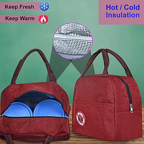 DP Insulated Lunch Bags Multiuse For, School, Office, Picnic, Thermal Tote Bag - Maroon, 1 pc