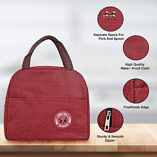 DP Insulated Lunch Bags Multiuse For, School, Office, Picnic, Thermal Tote Bag - Maroon, 1 pc