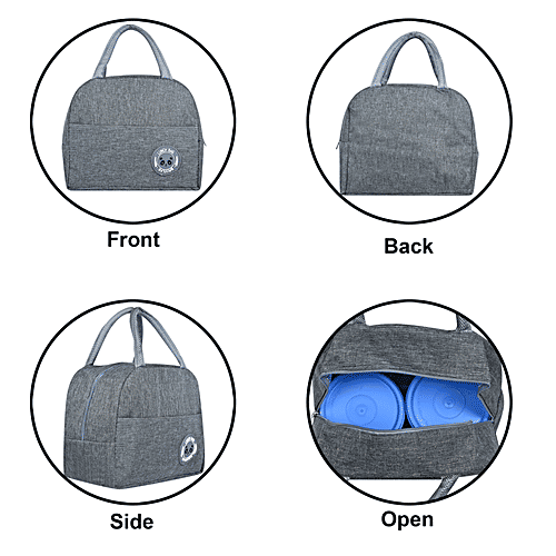 DP Insulated Lunch Bags - Multiuse For School, Office, Picnic, Thermal Tote Bag, Charcoal Grey, 1 pc  