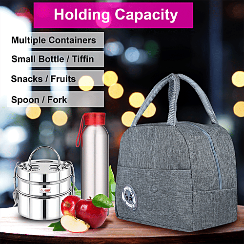 DP Insulated Lunch Bags - Multiuse For School, Office, Picnic, Thermal Tote Bag, Charcoal Grey, 1 pc  