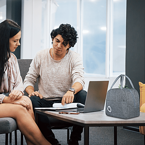 DP Insulated Lunch Bags - Multiuse For School, Office, Picnic, Thermal Tote Bag, Charcoal Grey, 1 pc  