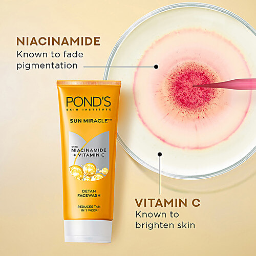 Ponds DeTan Facewash-With Niacinamide & Vitamin C,Reduces In 1 Week,For All Skin Types, 100 g
