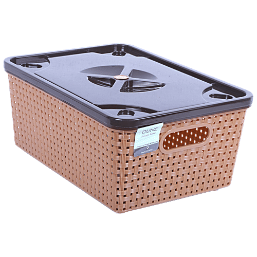 Nakoda Storage/Kitchen Basket With Lid - Multipurpose Assorted Colour, Dune 222, 1 pc  Multipurpose Storage
 BPA-free Plastic