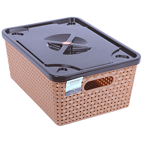 Nakoda Storage/Kitchen Basket With Lid - Multipurpose Assorted Colour, Dune 222, 1 pc  Multipurpose Storage
 BPA-free Plastic