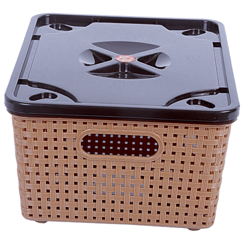 Nakoda Storage/Kitchen Basket With Lid - Multipurpose Assorted Colour, Dune 222, 1 pc  Multipurpose Storage
 BPA-free Plastic