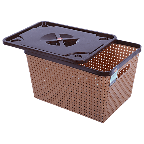 Nakoda Storage Kitchen Basket Multipurpose With Lid Assorted Colour, Dune 555, 1 pc  Versatile Storage
 BPA-free Plastic