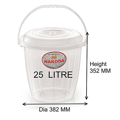 Nakoda Bucket With Lid For Storage & Carry - Transparent, Turbo Heavy Duty, 25 L  