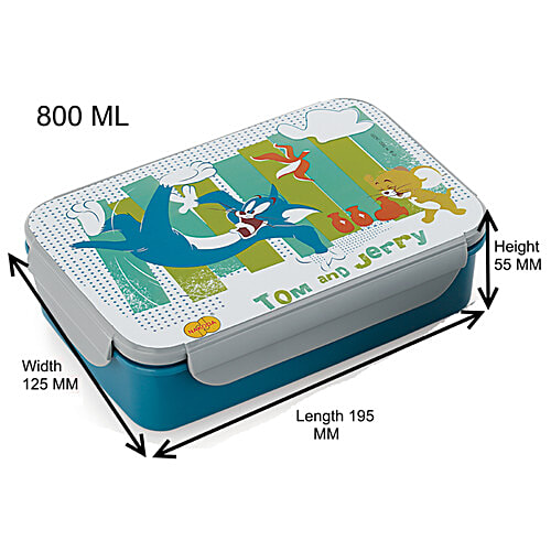 Nakoda Kids Lunch Box Tom & Jerry Klick Fit 800 Food Grade Plastic, 800 ml