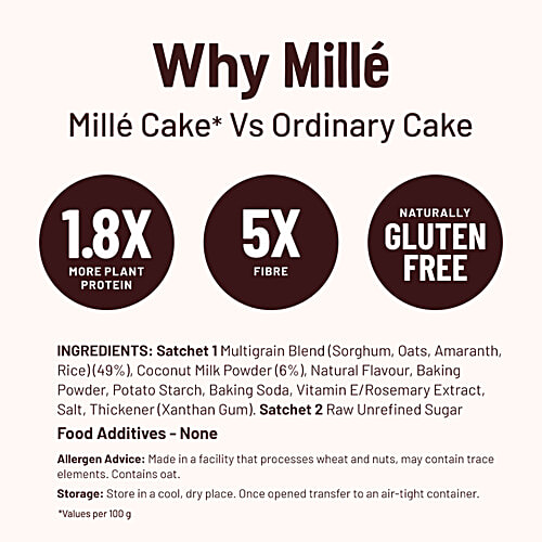 Mille Classic Vanilla Millet Cake Mix - No Wheat, No Refined Sugar, Vegan Friendly, 400 g Mille A Supergrain Co