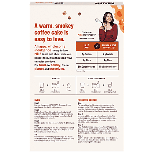 Mille Mocha Coffee Millet Cake Mix - No Wheat, No Refined Sugar, Vegan Friendly, 400 g  Mille A Supergrain Co