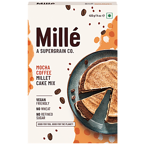Mille Mocha Coffee Millet Cake Mix - No Wheat, No Refined Sugar, Vegan Friendly, 400 g  Mille A Supergrain Co