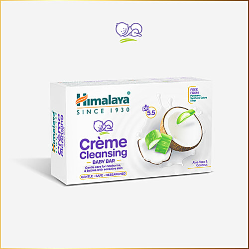 Himalaya Creme Cleansing Baby Bar - pH 5.5, With Aloe Vera & Coconut, Paraben Free, 75 g  