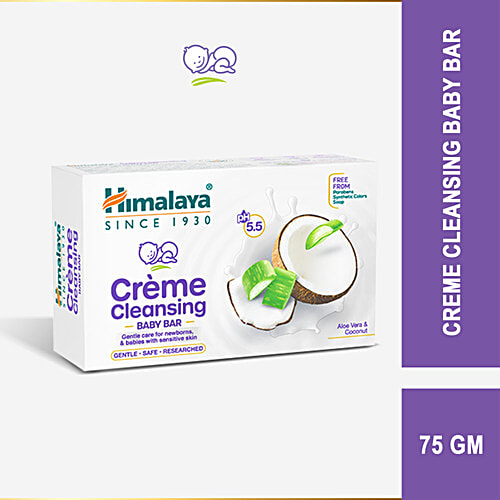 Himalaya Creme Cleansing Baby Bar - pH 5.5, With Aloe Vera & Coconut, Paraben Free, 75 g  