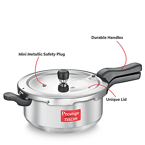 Prestige Svachh Aluminium Anti-Bulge Induction Base Senior Deep Pan Pressure Cooker - Silver, 5 L