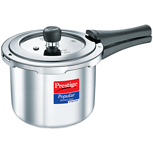 Prestige Popular Svachh Spillage Control Stainless Steel Outer Lid Pressure Cooker - Silver, 3 L  