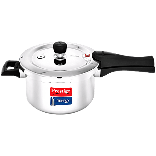 Prestige Svachh Triply Outer Lid Pressure Cooker with Unique Deep Lid For Spillage Control - Silver, 3 L  