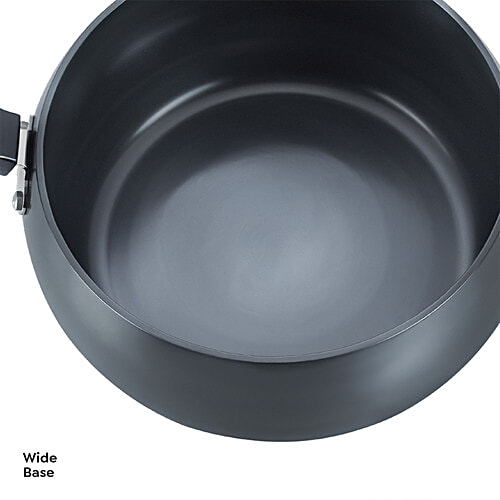 Prestige Hard Anodised Plus Gas & Induction Compatible Sauce Pan - With Glass Lid, 24 cm, Black, 5.7 l  
