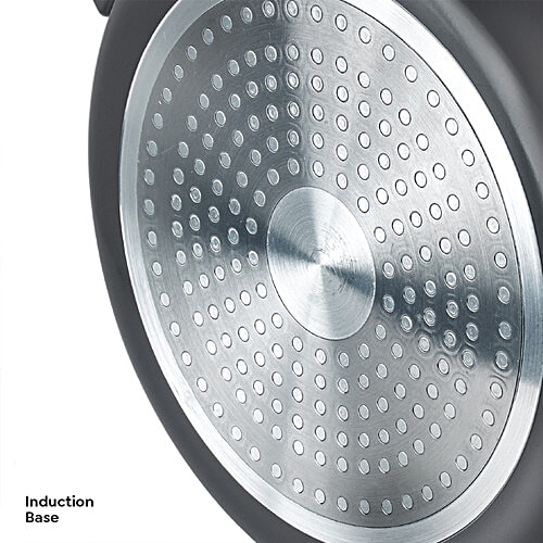 Prestige Hard Anodised Plus Gas & Induction Compatible Sauce Pan - With Glass Lid, 24 cm, Black, 5.7 l  