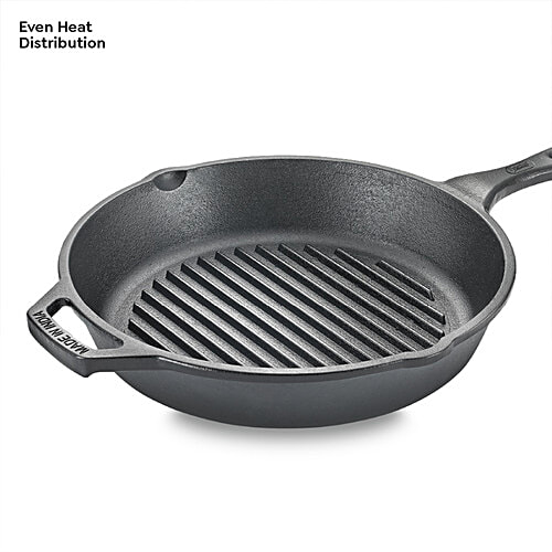Buy Prestige Cast Iron Scratch Resistant Gas & Induction Compatible Grill Pan 25 cm, Black