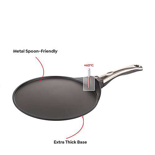 Prestige Omega Die-Cast Plus Non-Stick Induction Base Tawa - 27 cm, Black, 1 pc  