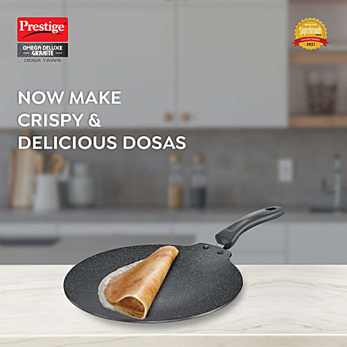 Prestige Omega Deluxe Granite Finish Coated Aluminium Non-Stick Dosa Tawa 28 cm - Black, 1 pc