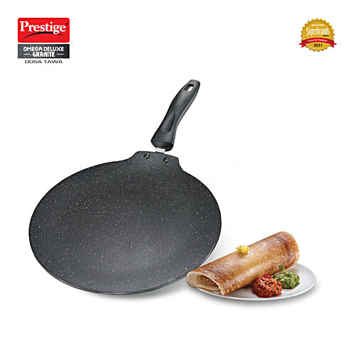 Prestige Omega Deluxe Granite Finish Coated Aluminium Non-Stick Dosa Tawa 28 cm - Black, 1 pc