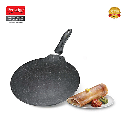 Buy Prestige Omega Deluxe GraniteFinish Coated Aluminium NonStick Dosa Tawa 28 cm, Black