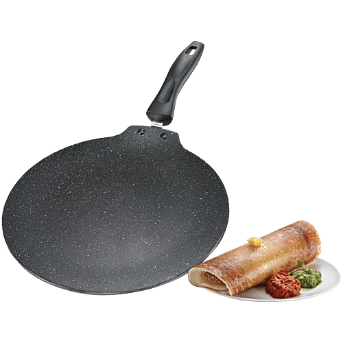 Prestige Omega Deluxe Granite Finish Coated Aluminium Non-Stick Dosa Tawa 28 cm - Black, 1 pc