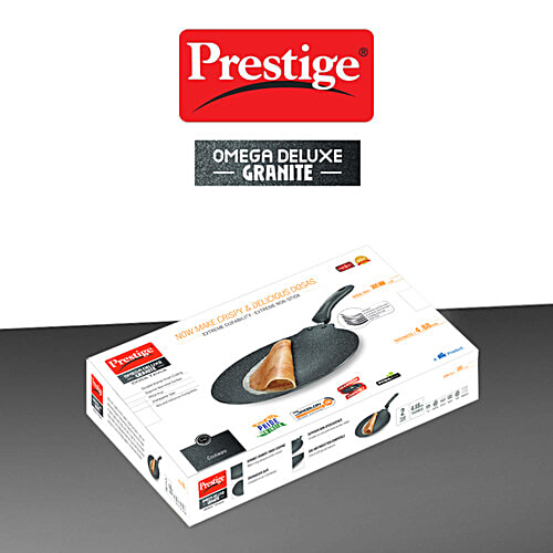 Prestige Omega Deluxe Granite-finish Coated Aluminium Non-Stick Dosa Tawa 30 cm - Black, 1 pc  