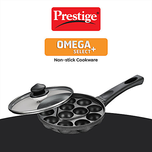 Prestige Omega Select Plus 16 Pits Paniyarakkal - With Lid, 24 cm, Aluminium, Non-Stick, 1 pc  