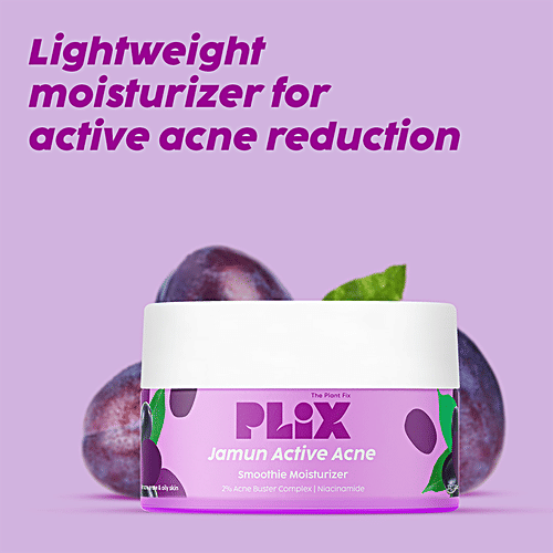 Plix Jamun Active Acne Smoothie Moisturizer - With 2% Acne Buster Complex & Niacinamide, 30 g For Oily, Acne Prone & Combination Skin